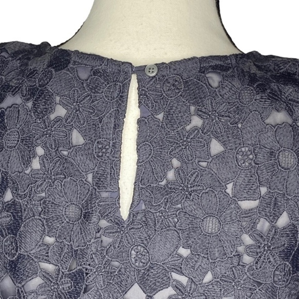 Ann Taylor LOFT Top Dark Gray Floral Lace‎ Overlay Tank Blouse Size Small - Picture 8 of 14